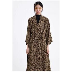 Zara Flowy Animal Print Lightweight Trench Coat